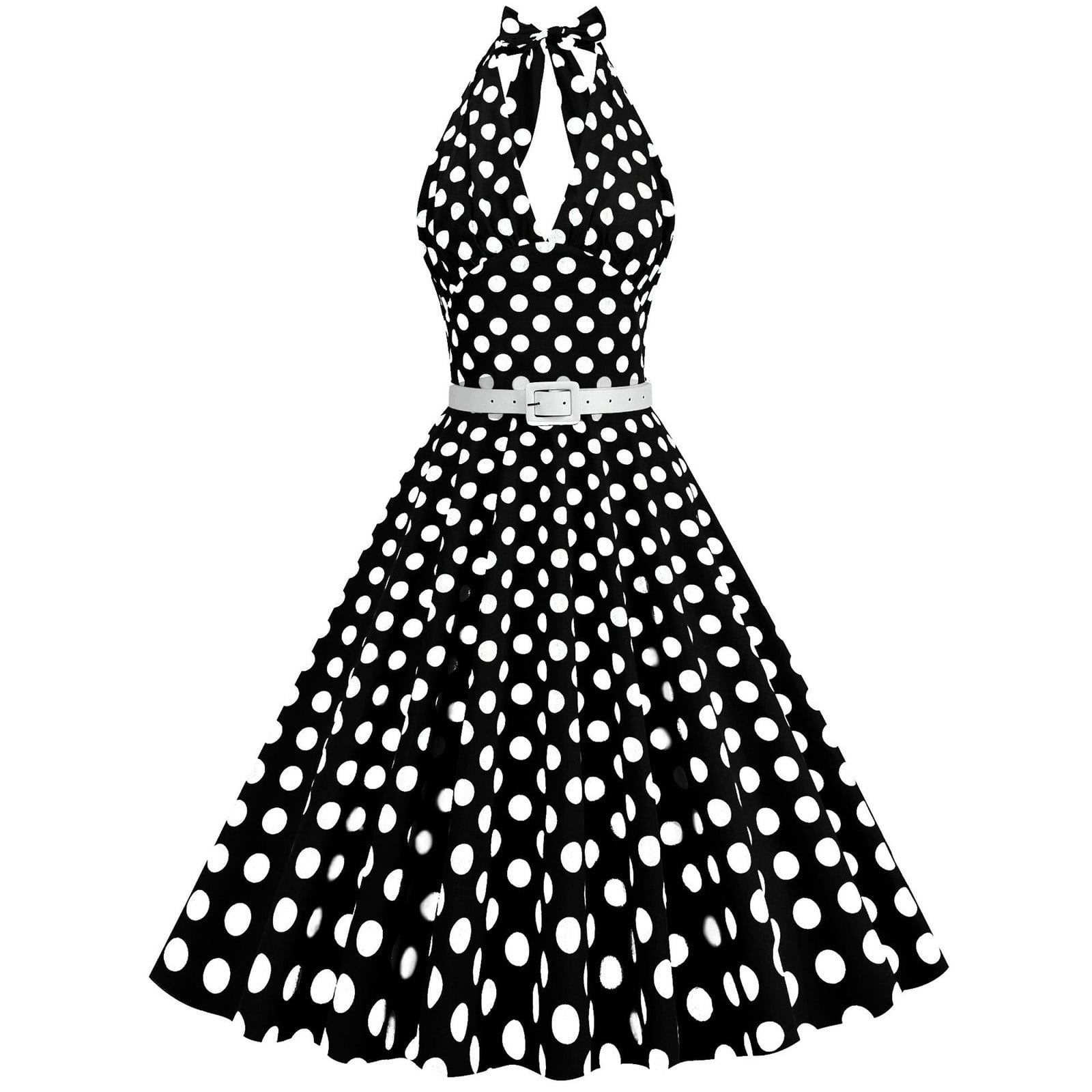 halter rockabilly dress Womens Rockabilly Dress Sz S Black Halter Retro 50s Swing Roses Polka Dot Flare