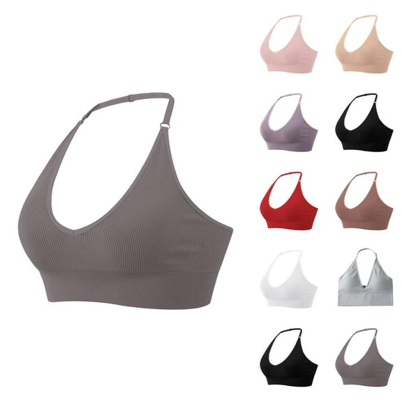 Halter Racerback Bras for Women Adjustable Stretchy Seamless Wireless Plus Size Bralettes Everyday Bra