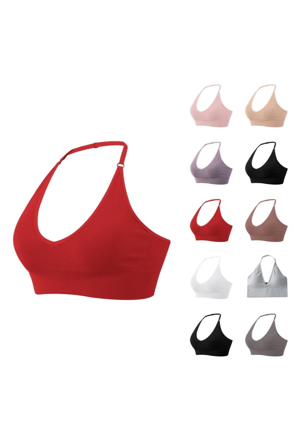 Halter Racerback Bras for Women Adjustable Stretchy Seamless Wireless Plus Size Bralettes Everyday Bra