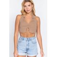 thumbnail image 1 of Halter Ruched Crop Sweater Knit Top, 1 of 5