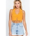 thumbnail image 1 of Halter Ruched Crop Sweater Knit Top, 1 of 5
