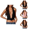 thumbnail image 1 of Halter Tank Tops for Women Deep V Neck Sleeveless Backless Tie Back Y2k Going out Tops Summer Streetwear, 1 of 7