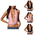 thumbnail image 1 of Halter Tank Tops for Women Deep V Neck Sleeveless Backless Tie Back Y2k Going out Tops Summer Streetwear, 1 of 9