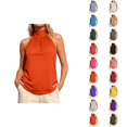 thumbnail image 1 of Halter Tank Tops for Women Dressy Casual Front Pleated Tie Back Loose Sleeveless Shirt Summer Outfits, 1 of 7