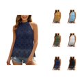 thumbnail image 1 of Halter Tank Tops for Women Summer Sleeveless High Neck Hollow out Lace Boho Dressy Casual Blouse Going out Tops, 1 of 7