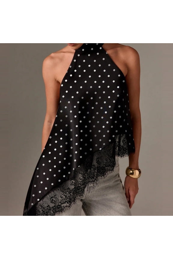 Halter Top with Lace Detail