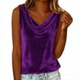 thumbnail image 1 of Halter Tops For Women Solid Color Temperament Gold Velvet Sleeveless Collar Hanging Pleated Collar Top Purple L, 1 of 8