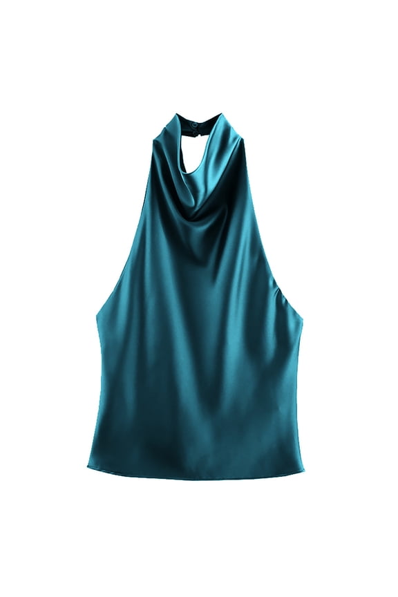 Halter Tops Halter Neck Cowl Top with Draped Front And Open Back for Evening And Weekend Outfits Tank Top for Women
