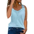 thumbnail image 1 of Halter Tops Summer Solid Vest Lace Patchwork V Neck T Shirts Tops Swing Loose Fit Tank Tops For Women, 1 of 4