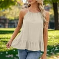 thumbnail image 1 of Halter Tops for Juniors Cute Babydoll Ruffle Hem Non-Iron Swing Camisole for Summer Holiday, 1 of 8