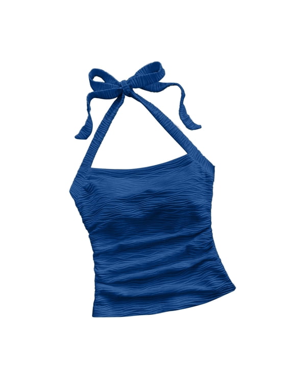 Halter Tops for Women 2025 Summer Going Out Tops Backless Crop Sleeveless Workout Shirts Cute Y2k Clothes with Strappy