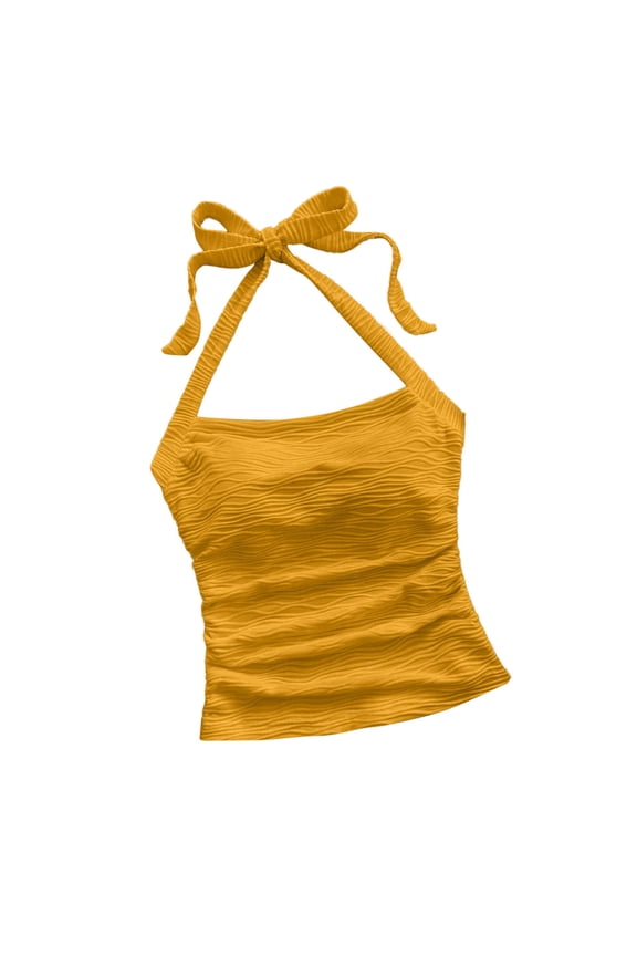 Halter Tops for Women 2025 Summer Going Out Tops Backless Crop Sleeveless Workout Shirts Cute Y2k Clothes with Strappy