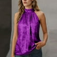 thumbnail image 1 of Halter Tops for Women Sleeveless Shiny Tank Tops Ruched Flowy Elegant Club Outfits Party Shirt, 1 of 9