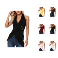 thumbnail image 1 of Sleeveless Tops for Women 2026 Summer Deep V Neck Halter Wrap Shirt Asymmetrical Hem Dressy Casual Tshirt Going out Tops, 1 of 5