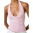 thumbnail image 1 of Halter Tops for Women Summer Crop Deep V Neck Blackless Tank Top Going Out Y2k Clothes Pink M, 1 of 7