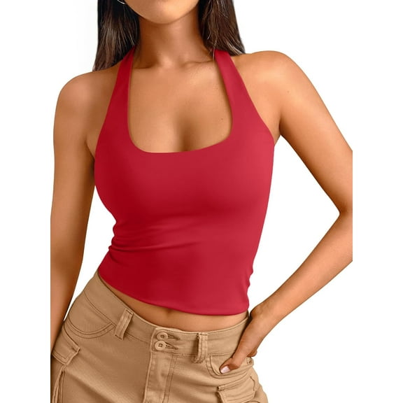 Halter Tops for Women  Summer Going Out Tops Backless Crop Sleeveless Workout Shirts Cute  Clothes