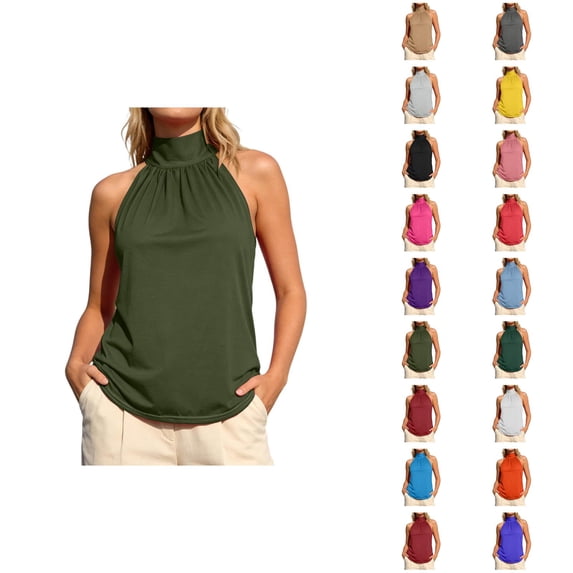 Halter Tops for Women Tie Back Sleeveless Dressy Casual Blouse Work Shirts Going out Summer Tank Tops