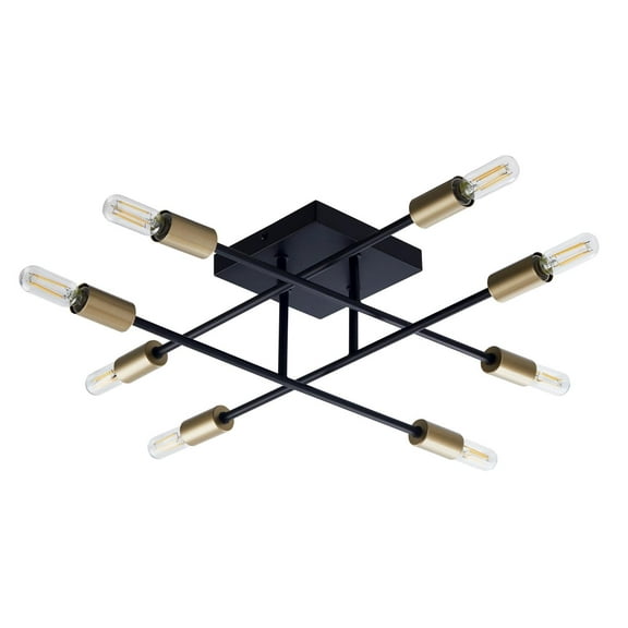 Halton  8 Light Black and Gold Flushmount Ceiling Fixture