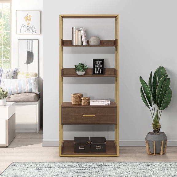 Halton Gold 72" Glam Bookcase