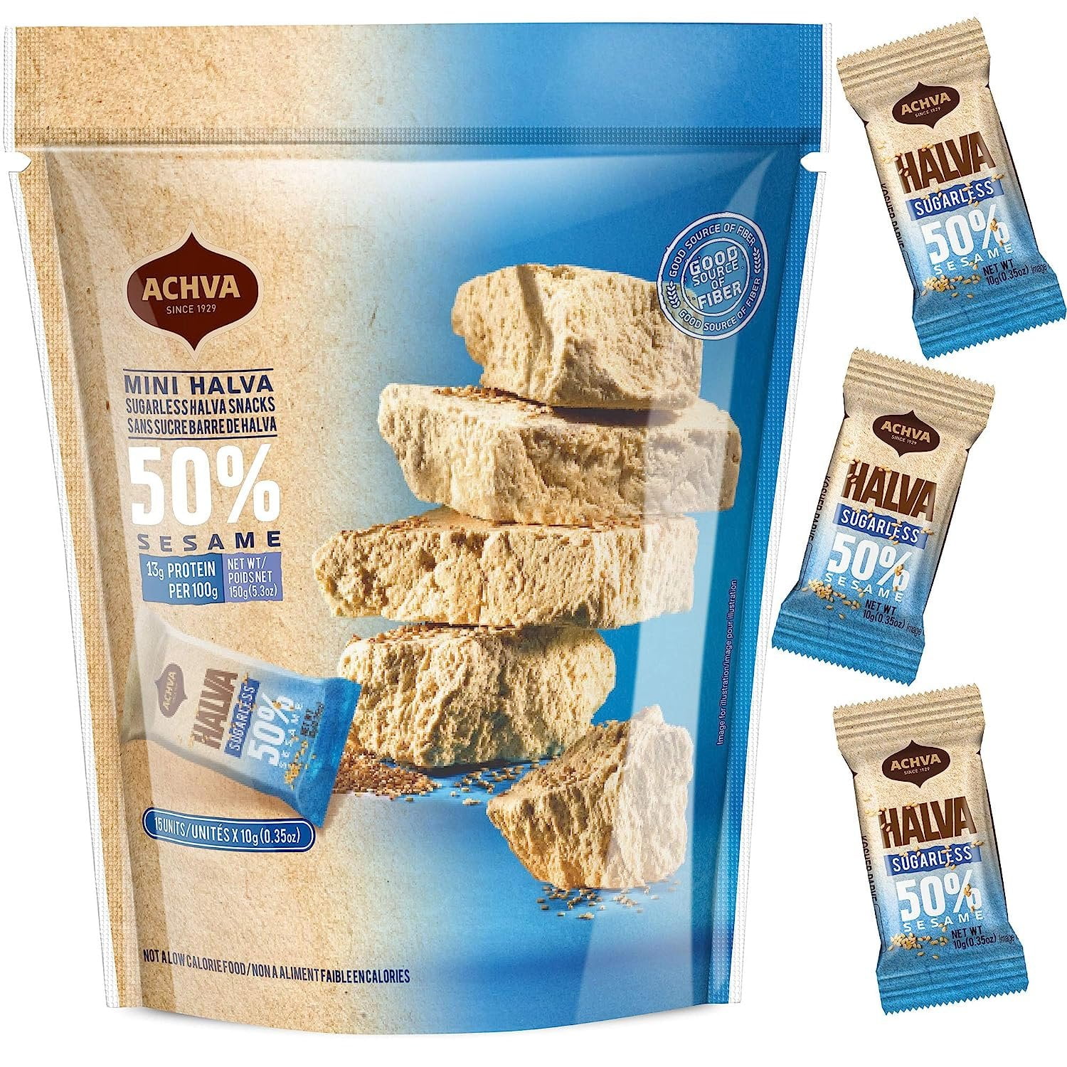 Halva Sugarless Tahini Bar Mini Snacks Assortment of 15 SnackSized