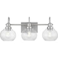 thumbnail image 1 of Halyn 23 in. 3-Light Brushed Nickel Bathroom Vanity Light with Clear Glass Shades, 1 of 8
