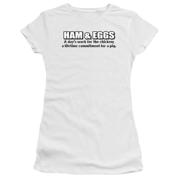 - Ham And Eggs - Juniors Teen Girls Cap Sleeve Shirt - Large