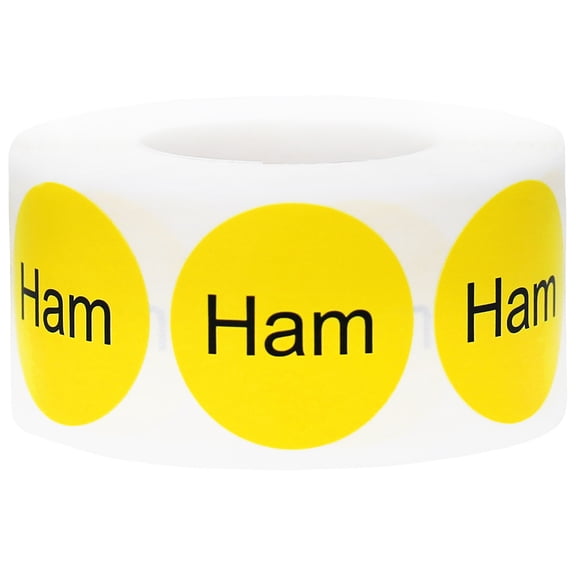 Ham Deli Grocery Store Food Yellow Labels | 1" inch Round - 500 Pack