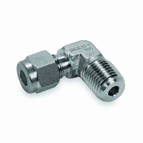 Ham-Let 1/2" x 15/32" LET-LOK x MNPT SS Male 90 Degree Elbow 769L-SS-12MM X 1/2