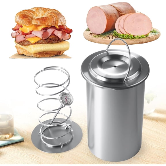 Ham Maker Meat Press-Lunch Meat Press Mold for Deli Meats with Cooking Thermometer,  Grade Stainless Steel Gourmet Cooking Tools for Making Homemade Sandwich Lunchmeat Seafood Poultry Patty