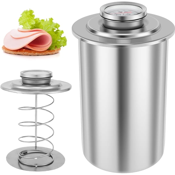 Ham Meat Press Maker with Thermometer, 2026 New Stainless Steel Ham Press Maker Machine Gourmet Cooking Tools, Round Shape Meat Press Maker Machine, Kitchen Bacon Meat Pressure Cookers Boiler Pot