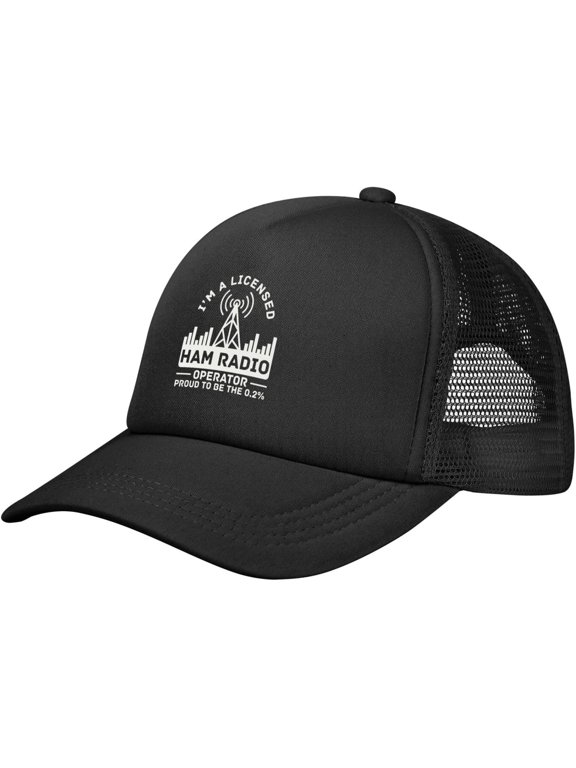 Ham Radio Operator Mesh Back Hat for Men Women Adjustable Funny Baseball Cap Black Trucker Hat