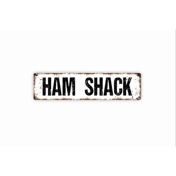 Ham Shack Sign - Swine Animal Barn Farm Ham Radio Operator Call Sign Rustic Street Metal Aluminum Sign or Door Name Plate Plaque - Size: 16 x 4 Inches