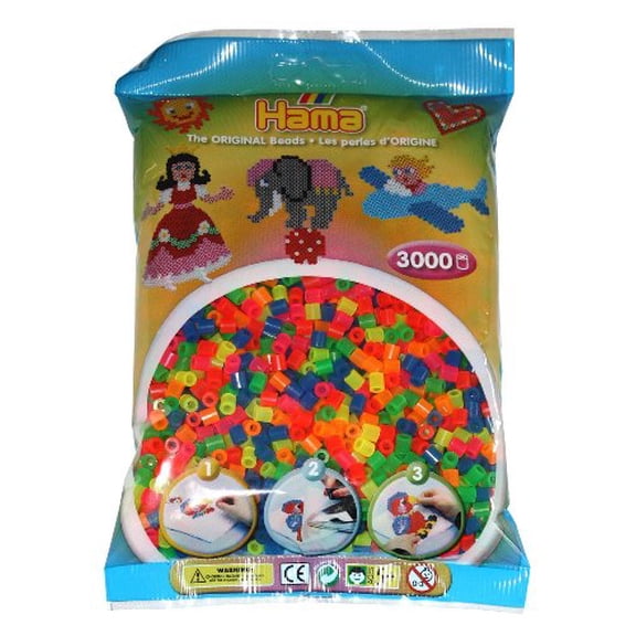 Hama 20151 The Original Beads, 3000 Pcs, Neon, Mixed