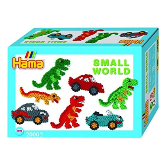 hama beads small world dinosaur and car