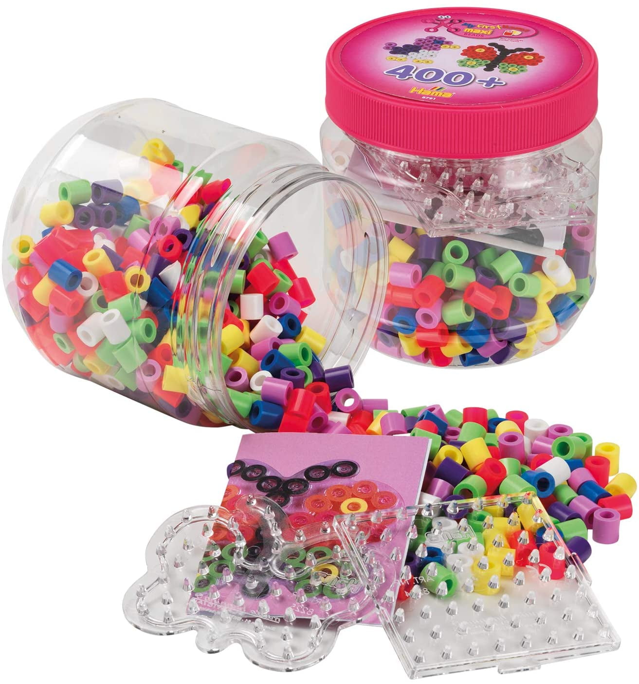 Hama - Maxi 400 Beads & Pegboardin Tub - - Pink