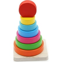 Hamaha Wooden Toys Natural Wooden Educational Toy Rainbow Round Balance Tower HMH-079