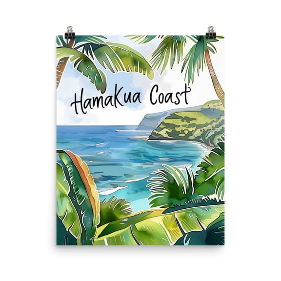 Hamakua Coast Print, Hawaii Tropical Island Wall Art, Big Island Travel Print, Hawaiian Seaside Decor, Maui Paradise Artwork Home Decor #7, Unframed Poster Size 12x18