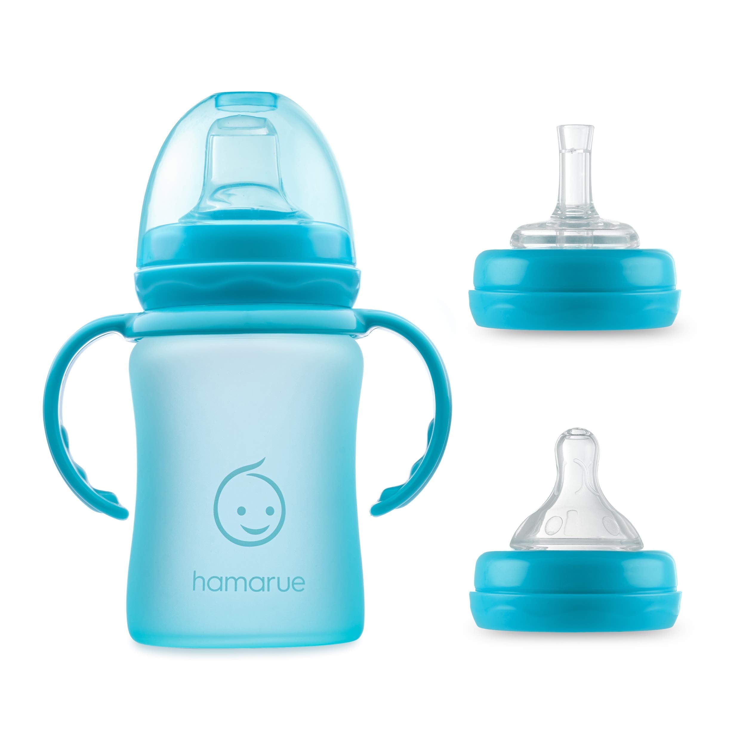 Hamarue Glass Sippy Cups for Toddlers | Silicone Coated Baby Bottles | Transition Straw Cup