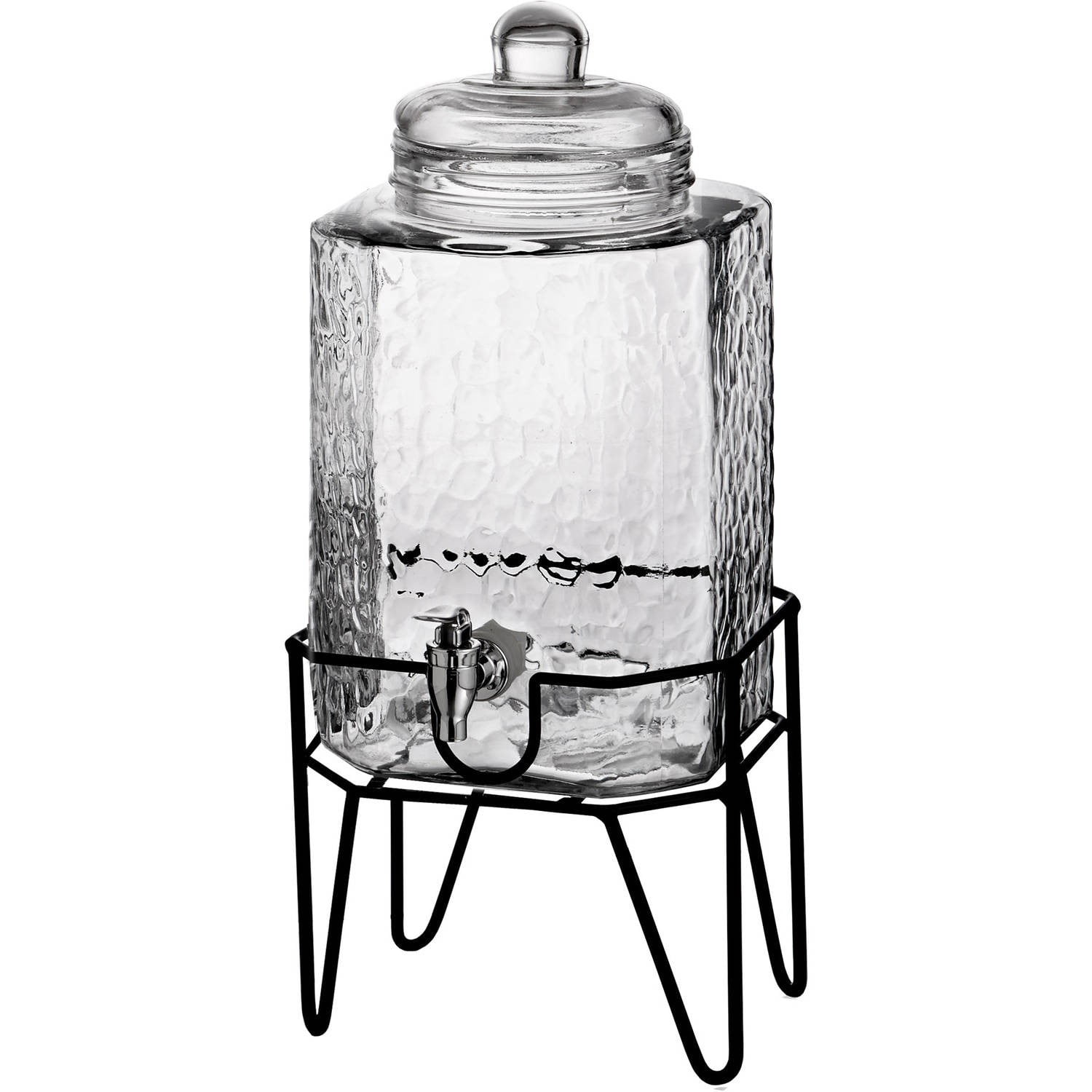 DOUBLE 1 GALLON HAMMERED DISPENSER W/ANTIQUE SCROLL STAND