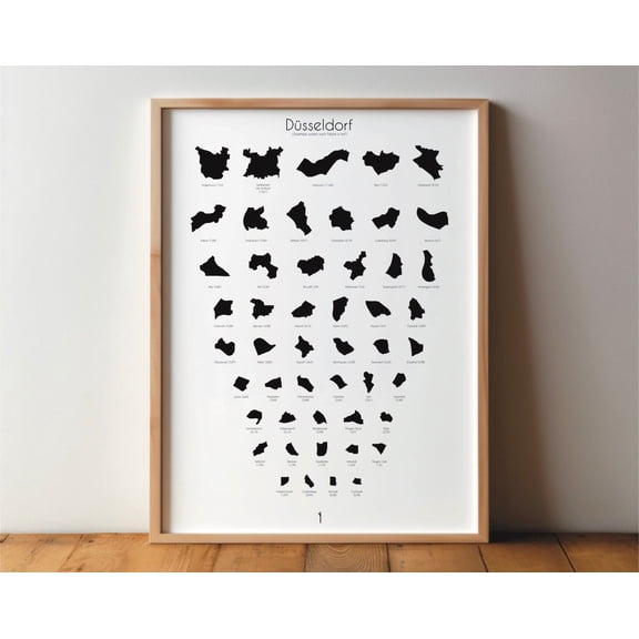 Hamburg District Poster - Art, Picture, Poster, Black & White, Minimal, Modern, Home, Travel, Din A4, A3, A2 Wall Art, Modern Wall Decor, 12x18 UNFRAMED