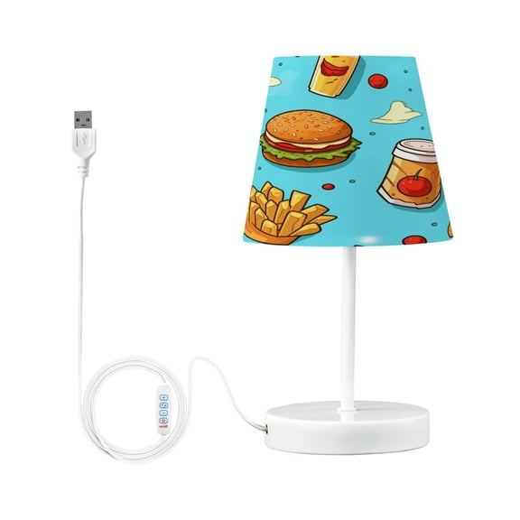 Hamburg Drink Fries Desk Lamp LED Table Nightstand Lamps with 3 Color Temperatures for Home Bedroom Living Room Decor 8x12