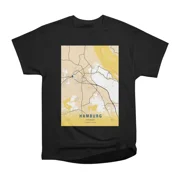 Hamburg Germany Yellow City Map T-Shirt Tee Gift For Him Merch For Her Apparel For Friend