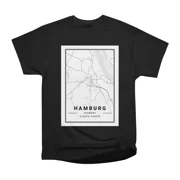 Hamburg Light City Map T-Shirt Tee Gift For Him Merch For Her Apparel For Friend