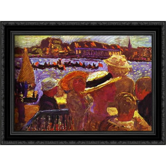 Hamburg, Picnic 24x20 Black Ornate Wood Framed Canvas Art by Bonnard, Pierre
