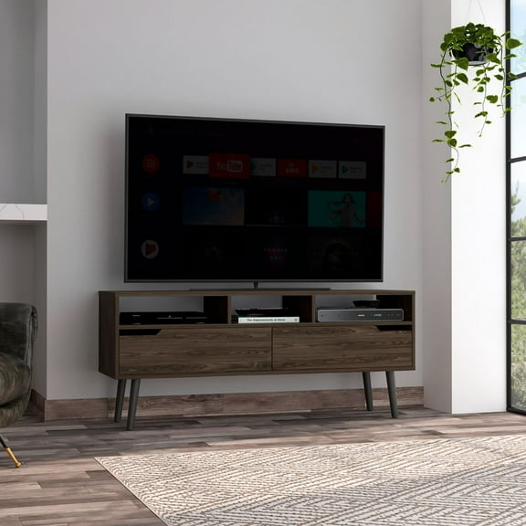Hamburg TV Stand For TVs up 60", Four Legs, Three Open Shelves