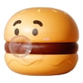 thumbnail image 1 of Hamburger Bubble Squeeze Toy, Vinyl Burger Face Squeeze Fidget, for Fast Food Desk Play and Novelty Gift Exchanges, Layered Bun Styling with a Clear Mouth Bubble Formed by Hand Pressure, 1 of 7