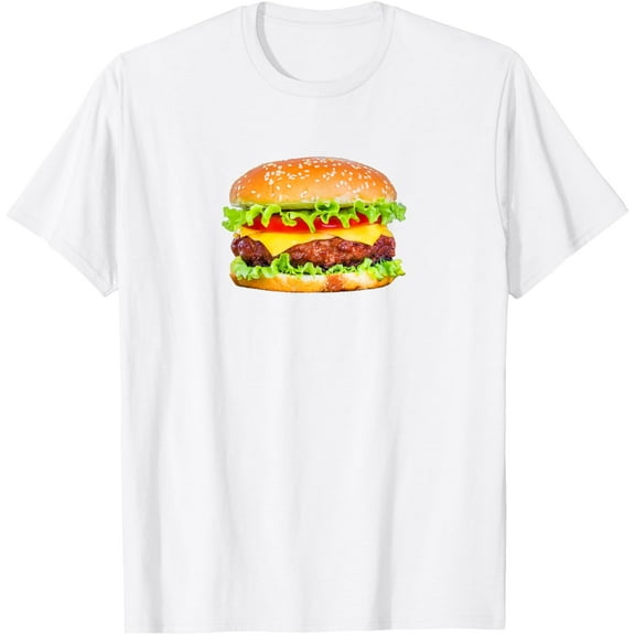 Hamburger Burger Food Day Buns Cheeseburger Grilling T-ShirtMen's and women's pure cotton short-sleeved shirts