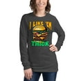thumbnail image 1 of Hamburger Burger Lover Unisex Long Sleeve Tee, I Like 'Em Thick (Dark Grey Heather, M), 1 of 2
