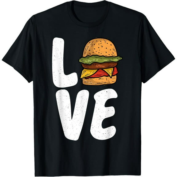 Hamburger Cheeseburger Love Fast Food T-Shirt100% cotton short-sleeved shirt for both men and women