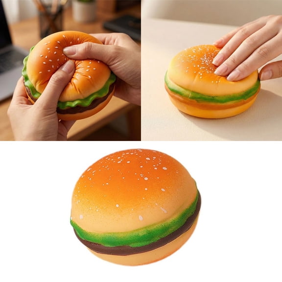 Hamburger Cubes Squishy Fidget Toys Stress Balls Stretchy Sensory Toys for Adults and Kids Squeeze Ball Stress Relief Toy Party Favors Fake Hamburger Novelty Autism ADHD Easter Basket Stuffers